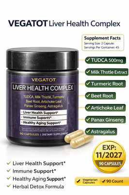 VEGATOT Liver Health Complex   90 Capsules   TUDCA & Herbal Extract Formula  