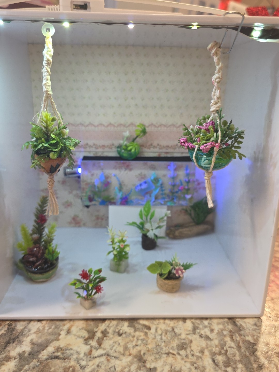miniature lot plants flower aquarium collectable 1:12  dollhouse custom made