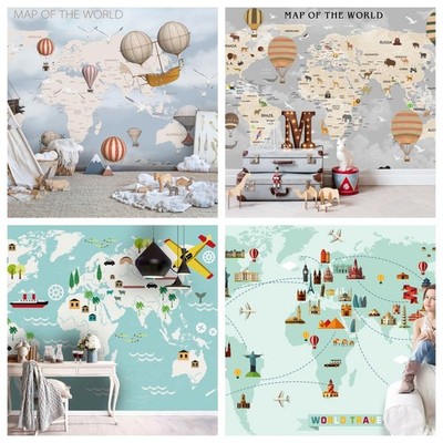 3D World Map Balloon Self-adhesive Wallpaper Removable Wallpaper Wall Mural