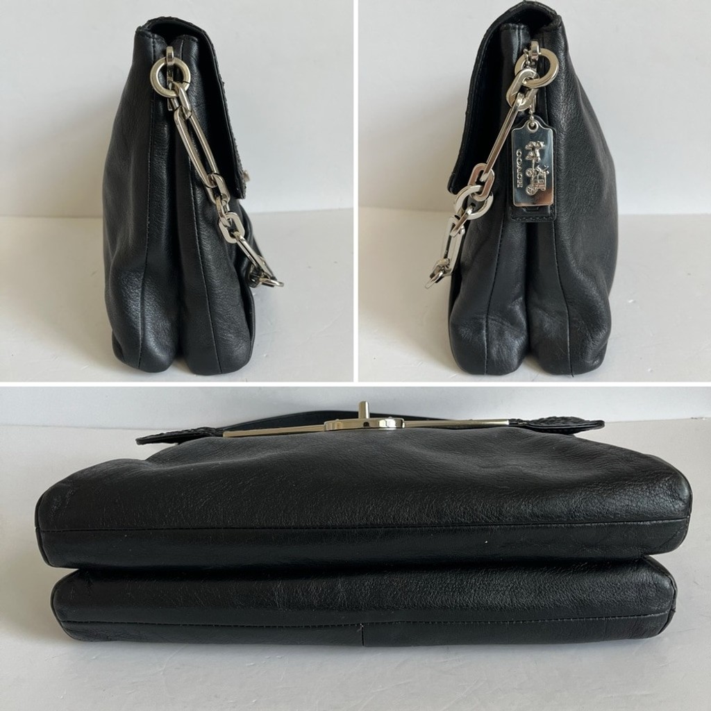 Coach Madison glitter python flap leather shoulde… - image 4