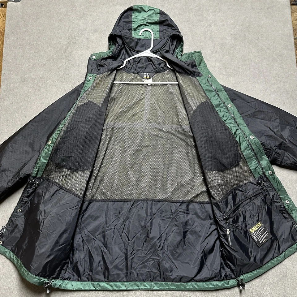 Chaqueta REI De Colección Para Hombres L Verde Negra Gore Tex Impermeable Ripstop Stow Away Usada en Excelente Condición Foto 3 de 4