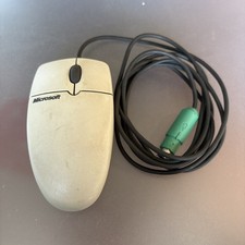 Vintage Microsoft Wheel 3.0 PS/2 X05-95266 83351-576 Mechanical Ball Wired Mouse
