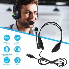 USB Headset with Microphone Computer Headphones for Laptop PC Call Center US