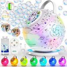 Rechargeable Bubble Machine - Auto 90 /360  Rotation, Remote Control a