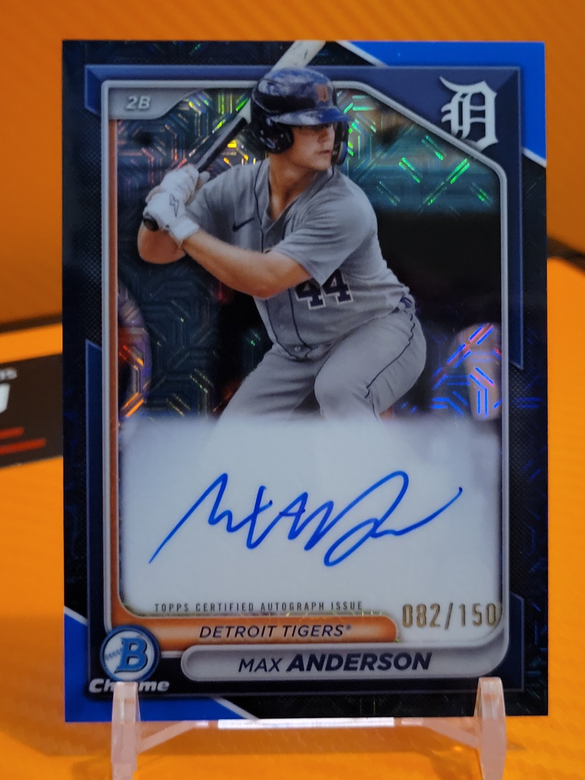 2024 Bowman Chrome Max Anderson Blue Mojo Refractor Auto /150 #BMA-MA Tigers 2B