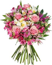 Luxury Peruvian Lily and Rose Bouquet – Handcrafted Fresh Flowers Featuring Ceri
