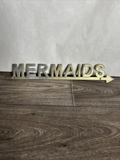 Zinc Metal Mermaid Sign with Arrow – Rustic Distressed Finish