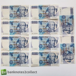 ITALY: 10 x 10 000 Italian Lira Banknotes.