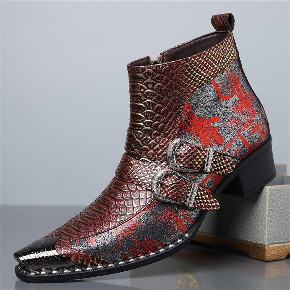 Hombres Chelsea Botas Vestido Informal Fiesta Vaquero Occidental Botines Punta de Metal