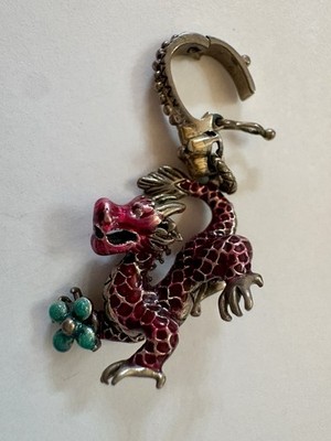 Barbara Bixby Sterling Silber 925 & 18k Gold Emaille Drachen Verstärker Anhänger