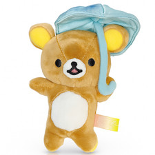 Rilakkuma After the Rain Mascota Soporte de Peluche - Paraguas Azul Llavero Muñeca Japón