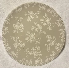 Temptations by Tara Old World Gray Floral Lace 10.5” Dinner Plate Oven Safe