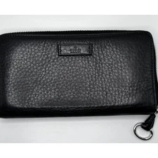 Gucci Black Leather Zip Around Wallet Continental Bifold Card Holder