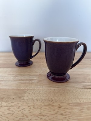 Denby Steingut Storm Blue Plum Kaffeebecher mit Fuß 2er Set sehr guter Zustand