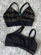 Dance kids athletic Black  Teal Lace Bralette sports bra tops Set S/M