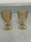 Vtg Jeanette Glass Iris And Herringbone Short Wine Goblet Cordial Small - 2