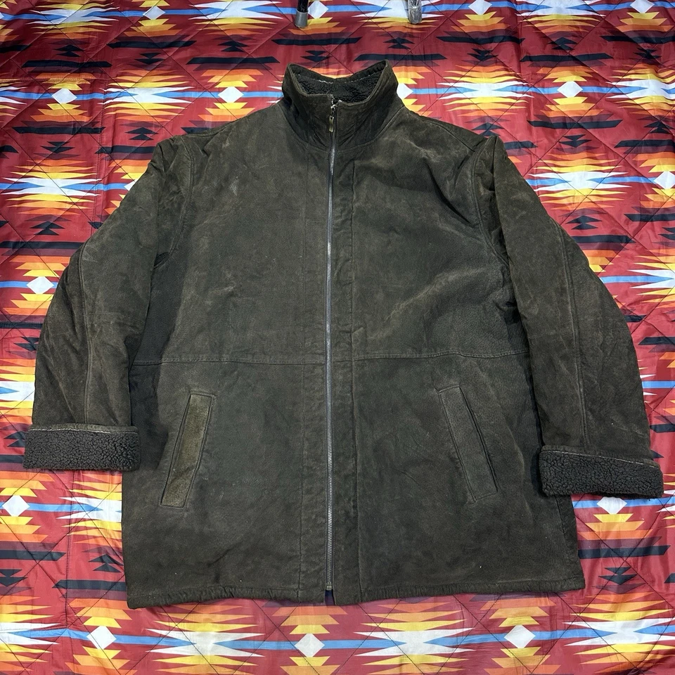 Chaqueta de Colección Northern Explorer Cuero Marrón Cremallera Completa Forro Sherpa Para Hombre’s XL Foto 3 de 4