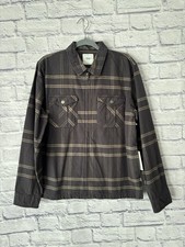 Katin Mens Shacket Flannel Zip up S Pockets Gray Long Sleeve NWT