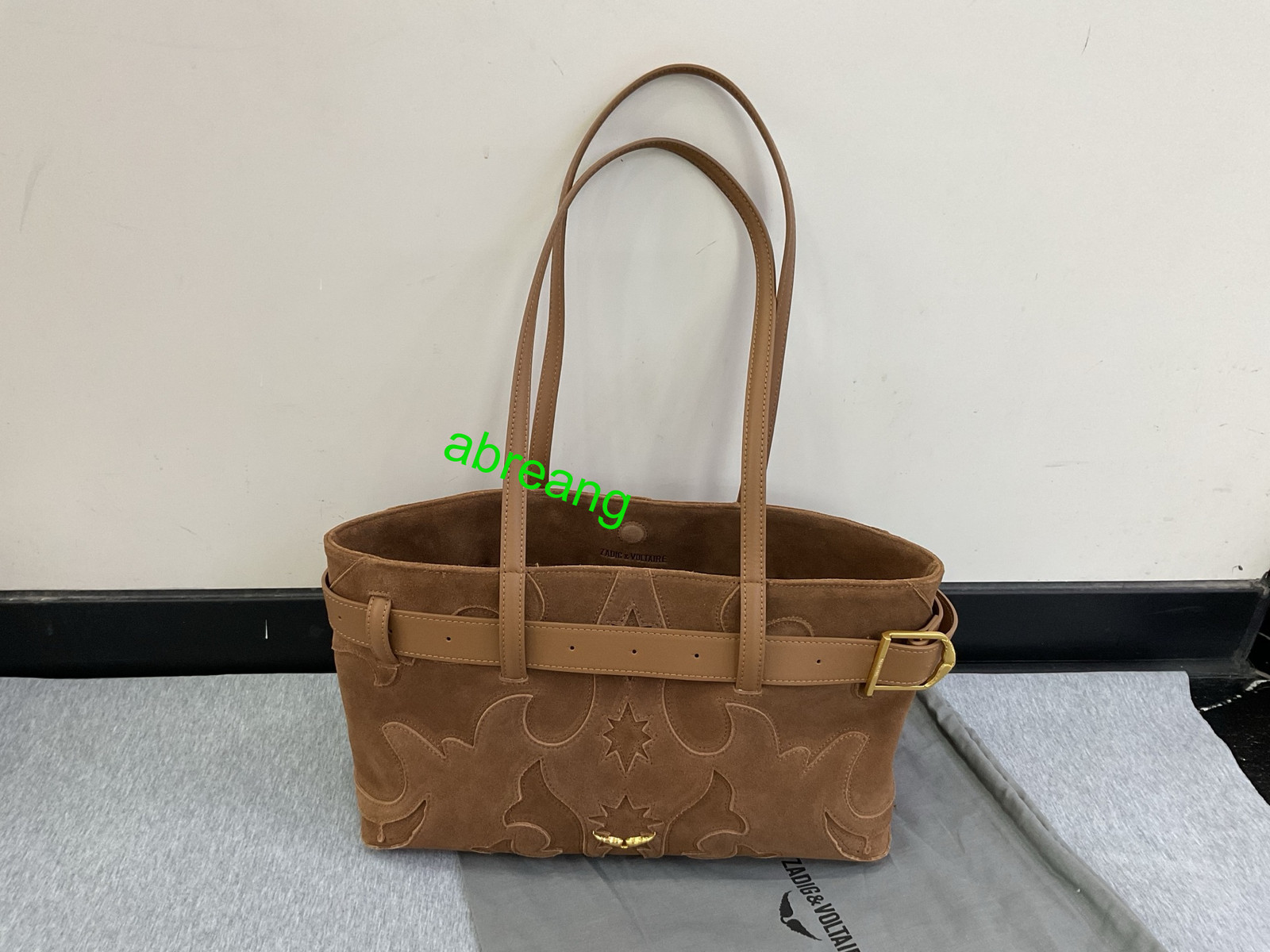 Zadig & Voltaire suede leather shoulder bag women brown 2025 14cm*33cm*20cm