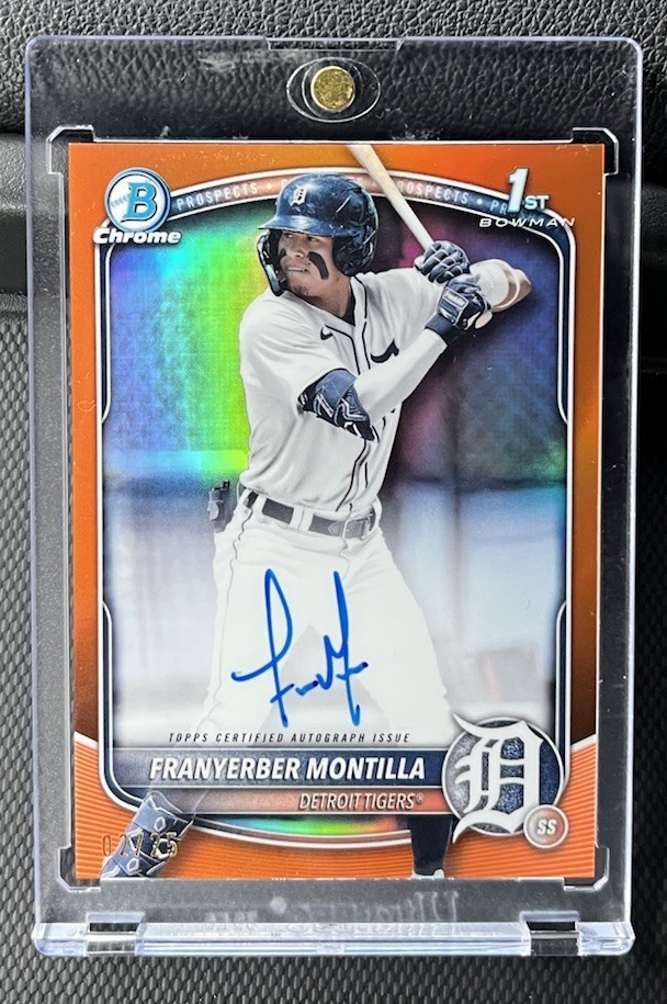 FRANYERBER MONTILLA 2025 BOWMAN CHROME 1ST ORANGE REFRACTOR AUTO /25