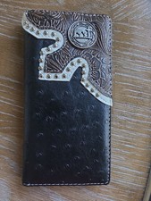 Praying Cowboy Mens Wallet Western Bifold Check Book Ostrich Black