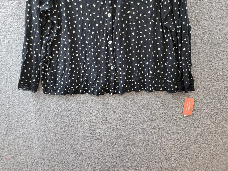 Top de pijama tejido con cuello talla grande State of Day Intimates para mujer 3X punto negro Foto 4 de 4