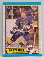 Autographed Brett Hull 1989 O-Pee-Chee #186 NHL Hockey Card
