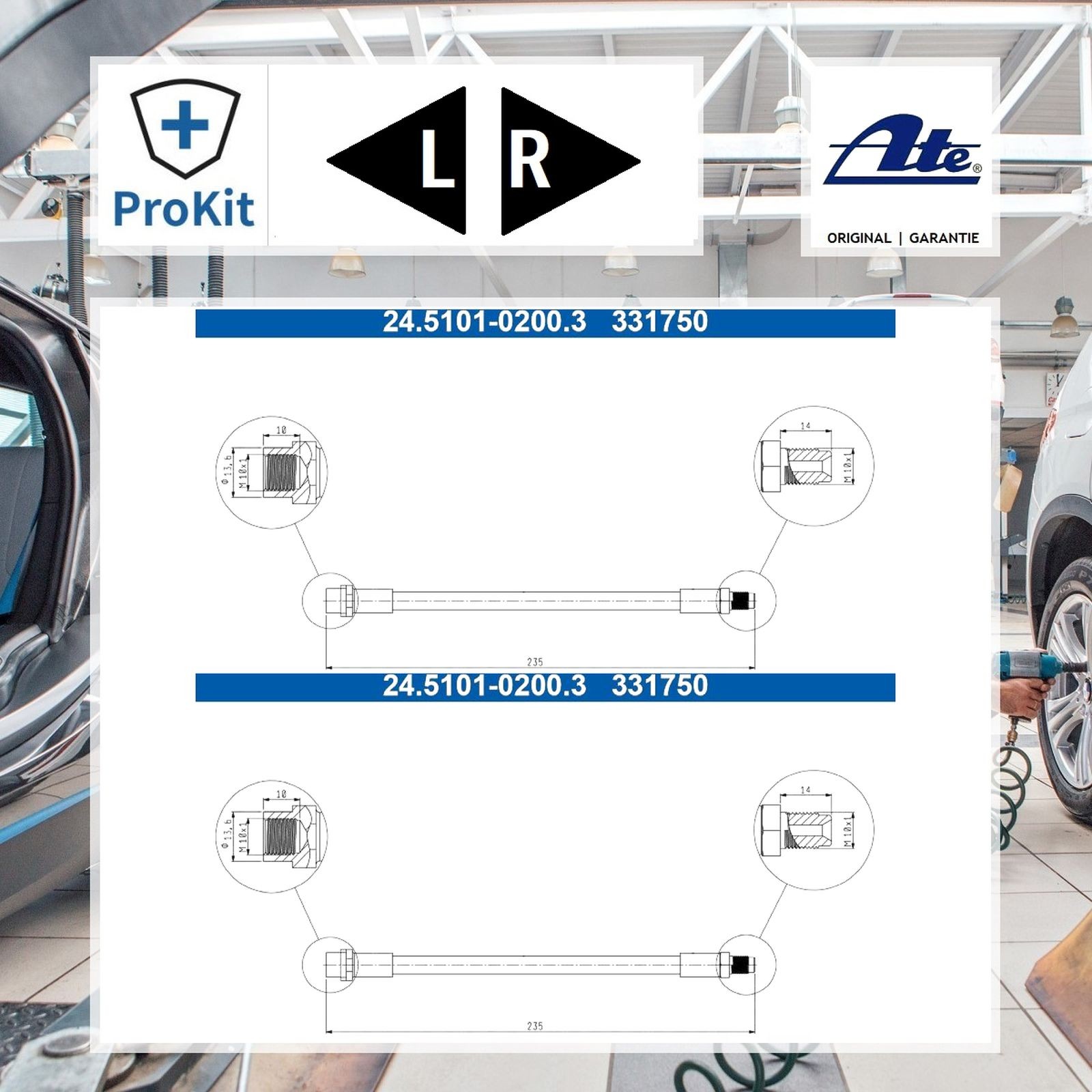 2x ORIGINAL® Ate Bremsschlauch Hinten für Audi A4 B5 Avant A4 B5 Audi A4 B5