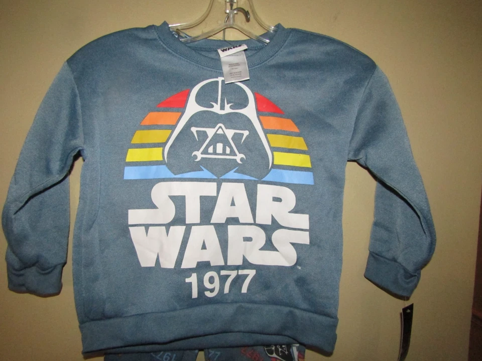 STAR WARS 1977 Boys Size 5 Sweatshirt & Pant 2 Pc BLUE Outfit DARTH VADER - Image 2 of 4