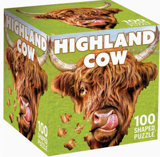 Masterpieces Puzzles: Highland Cow 100 Piece Shaped Jigsaw Puzzle