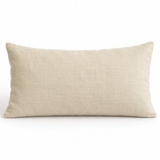 TextileIsh Designs 100% Linen Lumbar Pillow Cover Oatmeal Beige 13x23 USA Made