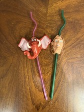 Tarzan And Tantor Elephants Vintage Bendy Straws Disney Set Of 2