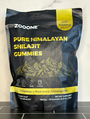 ZOOONE Himalayan Shilajit Gummies 3000mg 60ct KSM-66 Tamarind GMP Exp 06/27