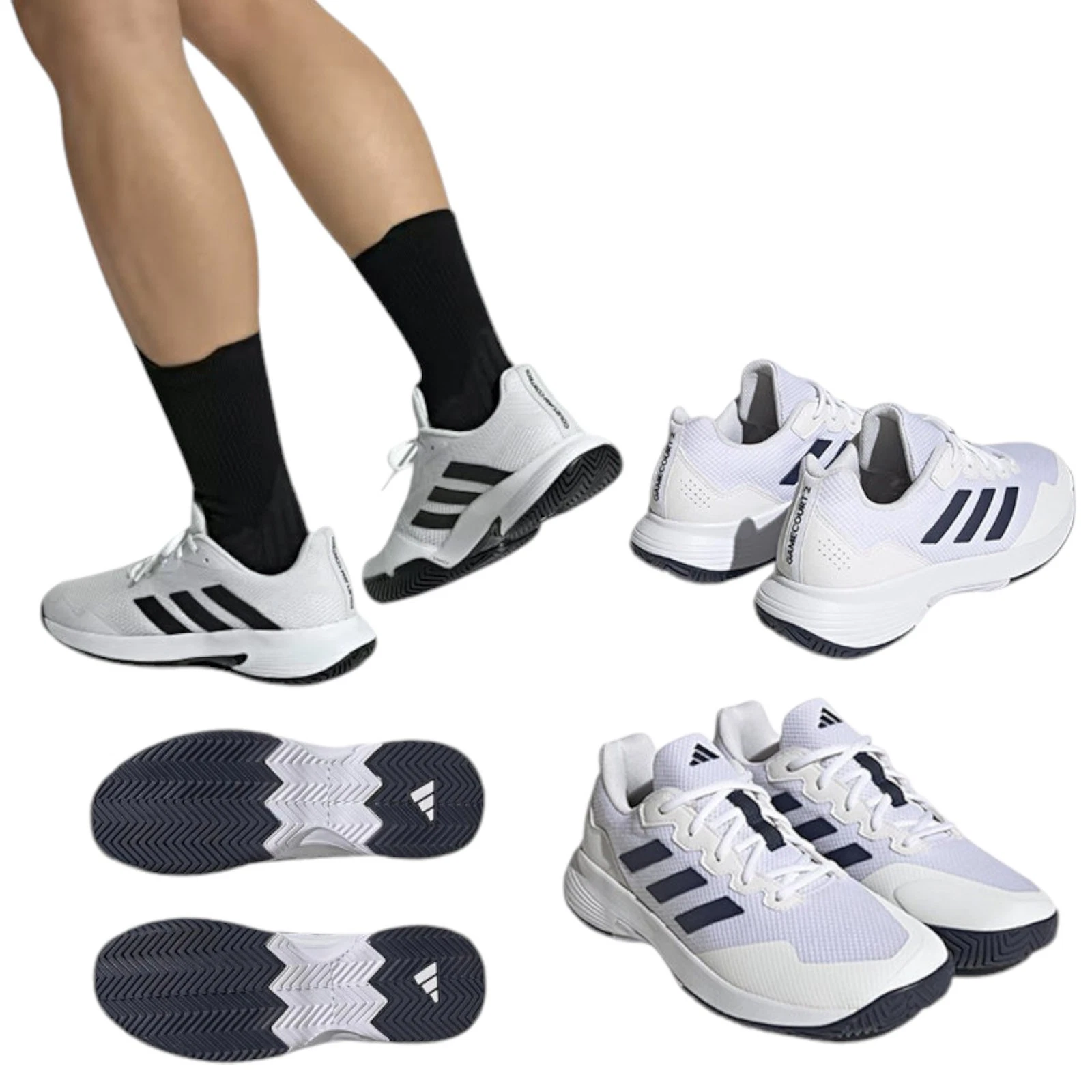 Adidas Mens Trainers Game Court 2 Lace up Tennis Shoes Womens Running Sneakers