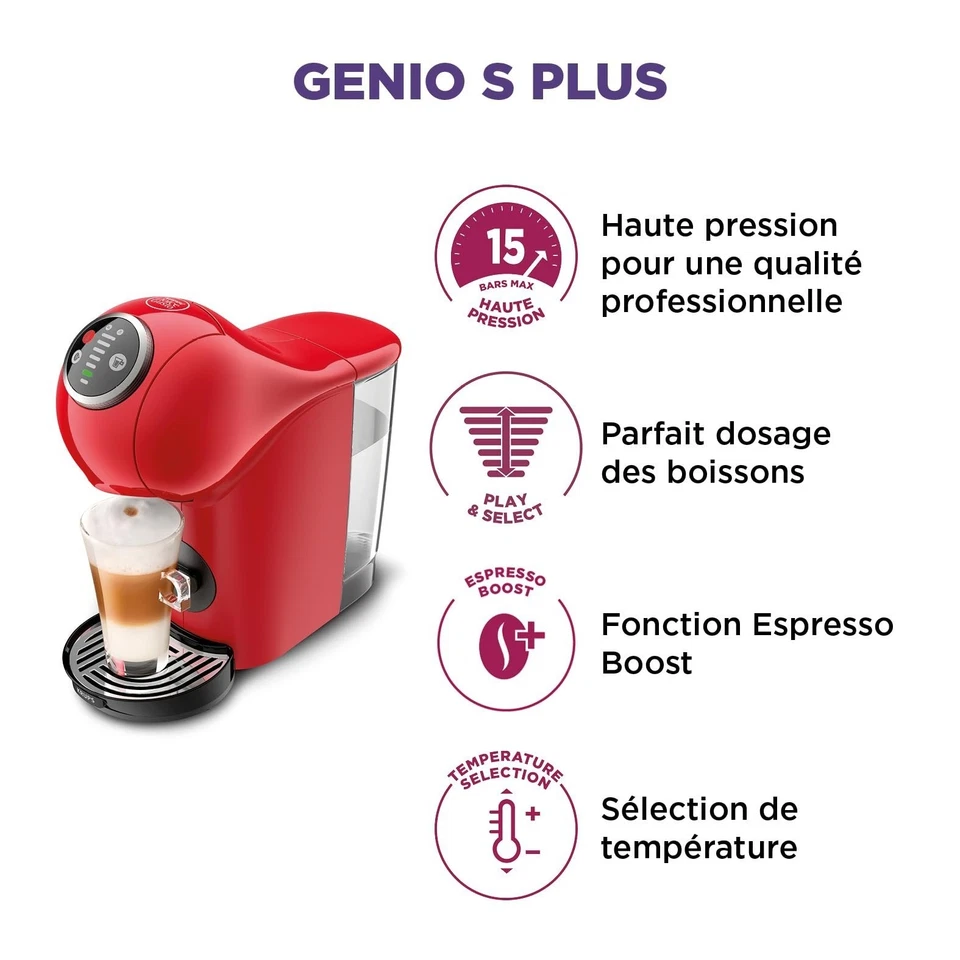 Machine à café à capsules Krups Genio S Plus Rouge 15 bars - Photo 3/4