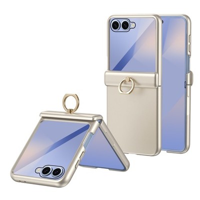 For Samsung Galaxy Z Flip 7 5G 2025 Hard Case Built-in Small Tempered Glass+Ring
