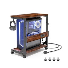 Height Adjustable Computer Tower Stand with Charge Station and USB Charging P...