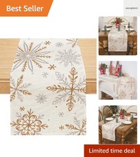 Machine Washable Snowflake Christmas Table Runner 13x48 Inch - Easy Care 