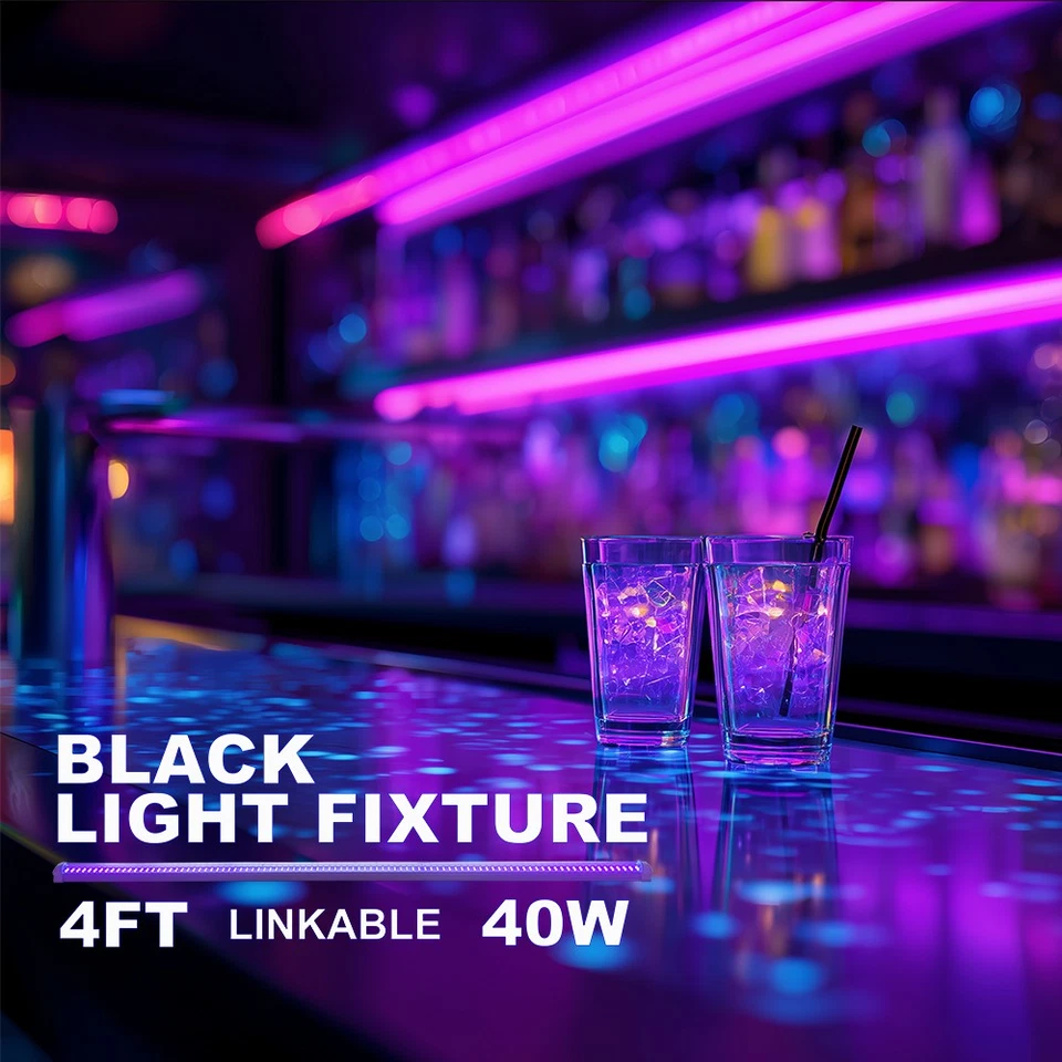 12 or 24 Pack 4 Foot UV Black Lights for Parties Halloween Christmas Decoration - Image 2 of 4