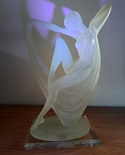 13" Art Deco Style Lucite Frosted Resin Nude Figurine Signed W. Anina 1995 UV