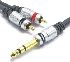 Jack 6.3Mm Stereo a 2X RCA Cavo 5M 2RCA a Jack 6.3 TRS Connettore Adattatore Aud