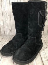 UGG Australia - Retro Cargo Tall Zip Black Sheepskin Boots - 5195 - Black - 8.5