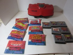 Vintage Virtual Boy with many computer games and 3D adapter, Water World, Mario