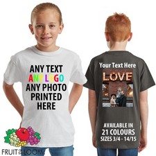Personalised Childrens T-Shirt Kids Custom Print Text Logo Design Tee