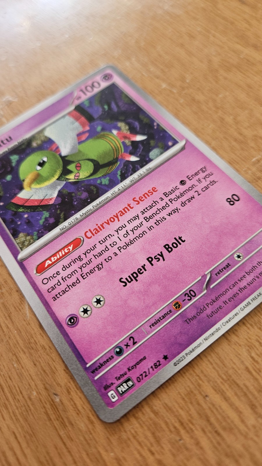 Xatu 72/182 Non-Holographic Pokemon card