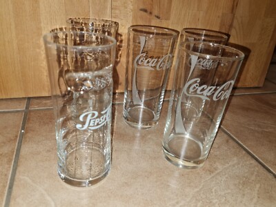 Pepsi Coca Cola Glässer 4 Stück Außergewöhnliche Vintage 0,4l Drinks Bar Reklame