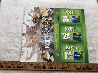 100 free coupons for kool cigarettes usa 2017 Kool Cigarettes Advertising Mailer Cash Coupons Vtg