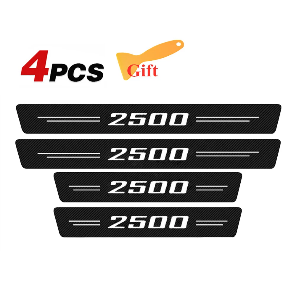 4Pcs Carbon Fiber Truck Car Door Sill Plate Protector Cover Black For 2500
