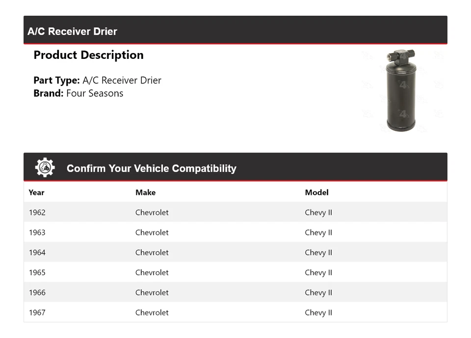 适用于 1962 - 1967 年雪佛兰雪佛兰 II 空调接收器 Drier 4 季 1963 1964 1965 — 第 2/4 张图片