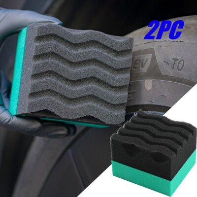 1PC Wave Foam Car Detailing Tire Dressing Applicator Shine Sponge Pad Waxing